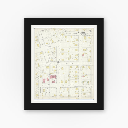 Old map wall art mockup — black gallery frame with white mat — Sanborn Fire Insurance Map from Henry, Marshall County, Illinois (1913), Sheet #0008