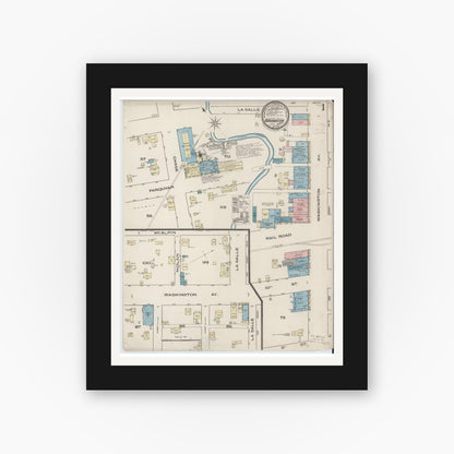 Old map wall art mockup — black gallery frame with white mat — Sanborn Fire Insurance Map from Navasota, Grimes County, Texas (1885), Sheet #0001