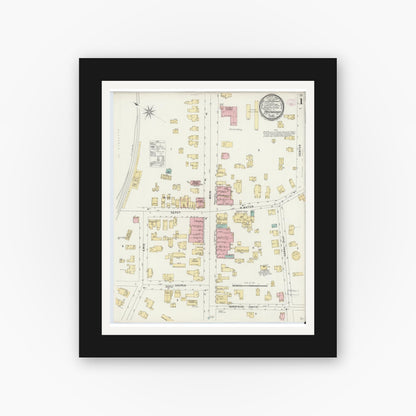 Old map wall art mockup — black gallery frame with white mat — Sanborn Fire Insurance Map from Friendship, Allegany County, New York (1897) - Complete Map Set