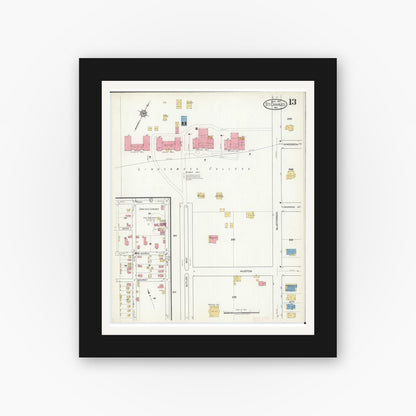 Old map wall art mockup — black gallery frame with white mat — Sanborn Fire Insurance Map from Saint Charles, Saint Charles County, Missouri (1917), Sheet #0013