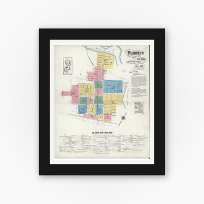 Old map wall art mockup — black gallery frame with white mat — Sanborn Fire Insurance Map from Audubon, Camden County, New Jersey (1920) - Complete Map Set