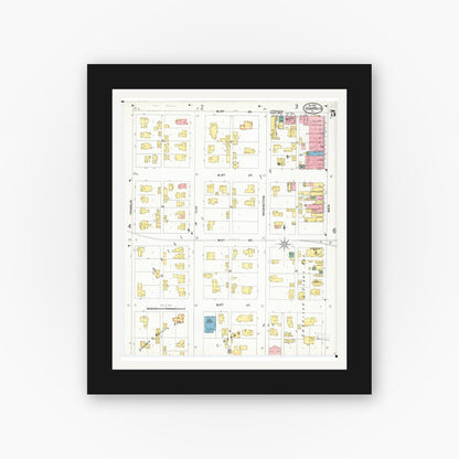 Old map wall art mockup — black gallery frame with white mat — Sanborn Fire Insurance Map from Cedar Falls, Black Hawk County, Iowa (1900), Sheet #0005