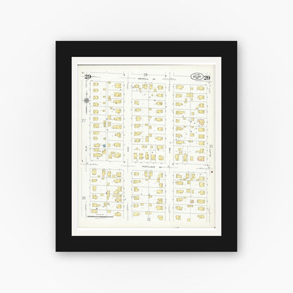 Old map wall art mockup — black gallery frame with white mat — Sanborn Fire Insurance Map from Beloit, Rock County, Wisconsin (1926), Sheet #0029