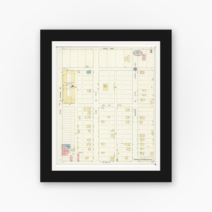 Old map wall art mockup — black gallery frame with white mat — Sanborn Fire Insurance Map from Zion, Lake County, Illinois (1911), Sheet #0003