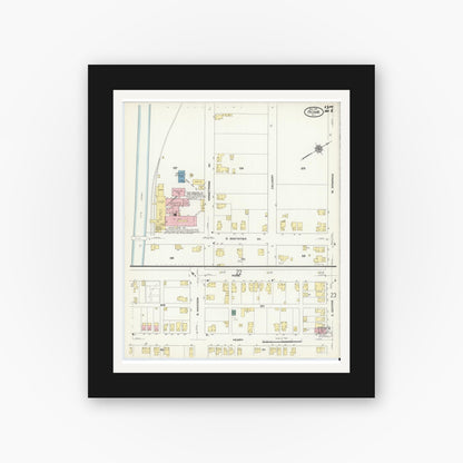Old map wall art mockup — black gallery frame with white mat — Sanborn Fire Insurance Map from Rome, Oneida County, New York (1909), Sheet #0027