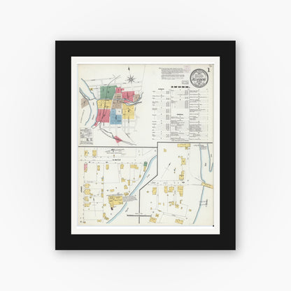 Old map wall art mockup — black gallery frame with white mat — Sanborn Fire Insurance Map from Belvidere, Warren County, New Jersey (1903), Sheet #0001