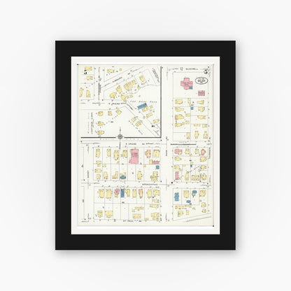 Old map wall art mockup — black gallery frame with white mat — Sanborn Fire Insurance Map from Beloit, Rock County, Wisconsin (1926), Sheet #0005