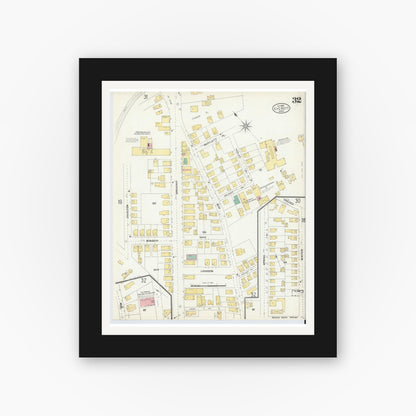 Old map wall art mockup — black gallery frame with white mat — Sanborn Fire Insurance Map from Everett, Middlesex County, Massachusetts (1903), Sheet #0032