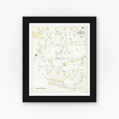 Old map wall art mockup — black gallery frame with white mat — Sanborn Fire Insurance Map from Winchester, Middlesex County, Massachusetts (1910), Sheet #0016