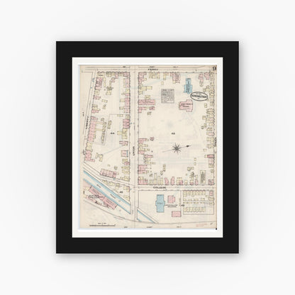 Old map wall art mockup — black gallery frame with white mat — Sanborn Fire Insurance Map from Schenectady, Schenectady County, New York (1884), Sheet #0009