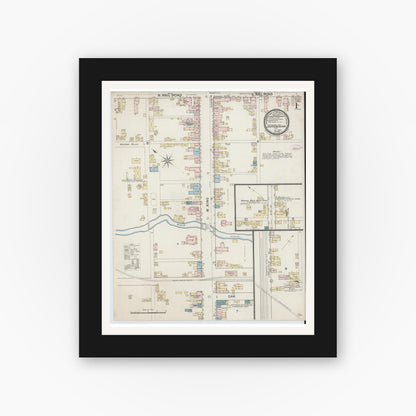 Old map wall art mockup — black gallery frame with white mat — Sanborn Fire Insurance Map from Shippensburg, Cumberland And Franklin Counties, Pennsylvania (1887) - Complete Map Set