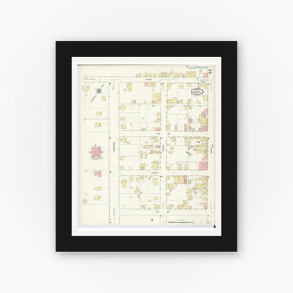 Old map wall art mockup — black gallery frame with white mat — Sanborn Fire Insurance Map from Batavia, Clermont County, Ohio (1911), Sheet #0002