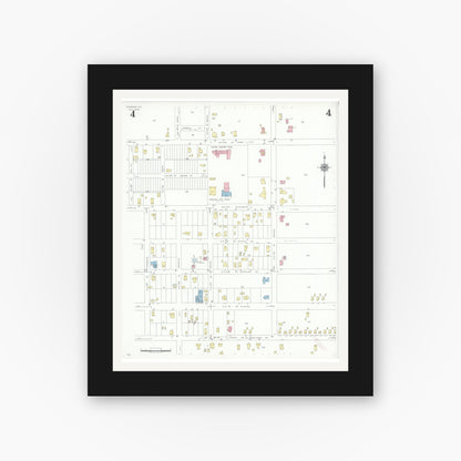 Old map wall art mockup — black gallery frame with white mat — Sanborn Fire Insurance Map from Pompano, Broward County, Florida (1939), Sheet #0004