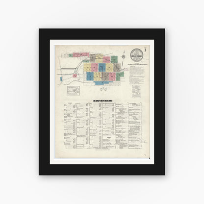 Old map wall art mockup — black gallery frame with white mat — Sanborn Fire Insurance Map from Mount Carmel, Northumberland County, Pennsylvania (1913) - Complete Map Set