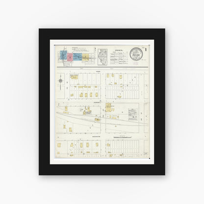 Old map wall art mockup — black gallery frame with white mat — Sanborn Fire Insurance Map from Orion, Henry County, Illinois (1913) - Complete Map Set