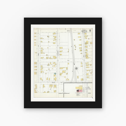 Old map wall art mockup — black gallery frame with white mat — Sanborn Fire Insurance Map from Mayfield, Lackawanna County, Pennsylvania (1903), Sheet #0002