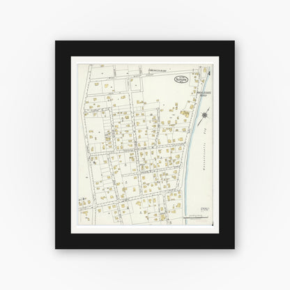 Old map wall art mockup — black gallery frame with white mat — Sanborn Fire Insurance Map from Scituate, Plymouth County, Massachusetts (1918), Sheet #0004