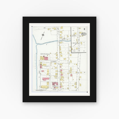 Old map wall art mockup — black gallery frame with white mat — Sanborn Fire Insurance Map from Ripley, Brown County, Ohio (1920), Sheet #0002