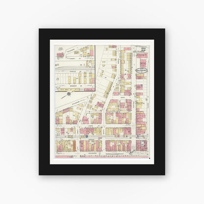 Old map wall art mockup — black gallery frame with white mat — Sanborn Fire Insurance Map from Turtle Creek Valley, Allegheny County, Pennsylvania (1919), Sheet #0022