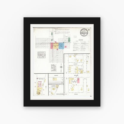 Old map wall art mockup — black gallery frame with white mat — Sanborn Fire Insurance Map from Grand Junction, Greene County, Iowa (1918) â€” Complete Set