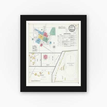 Old map wall art mockup — black gallery frame with white mat — Sanborn Fire Insurance Map from Mount Sterling, Brown County, Illinois (1900) - Complete Map Set