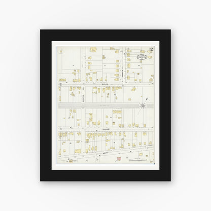 Old map wall art mockup — black gallery frame with white mat — Sanborn Fire Insurance Map from Jamaica, Queens County, New York (1897) - Complete Map Set