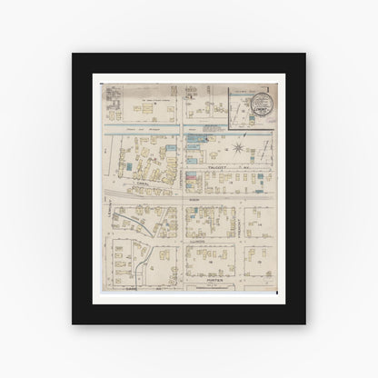 Old map wall art mockup — black gallery frame with white mat — Sanborn Fire Insurance Map from Lemont, Cook County, Illinois (1886) - Complete Map Set