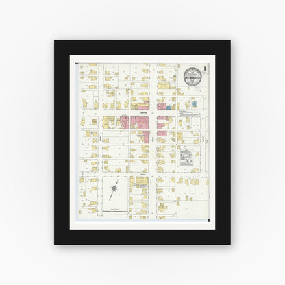 Old map wall art mockup — black gallery frame with white mat — Sanborn Fire Insurance Map from West Mansfield, Logan County, Ohio (1911) - Complete Map Set