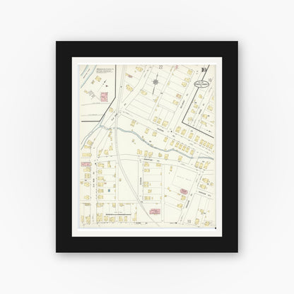 Old map wall art mockup — black gallery frame with white mat — Sanborn Fire Insurance Map from Punxsutawney, Jefferson County, Pennsylvania (1912), Sheet #0010