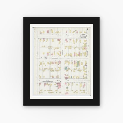 Old map wall art mockup — black gallery frame with white mat — Sanborn Fire Insurance Map from Upper Sandusky, Wyandot County, Ohio (1892), Sheet #0002