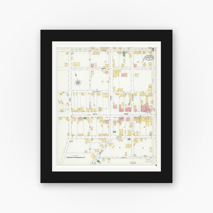Old map wall art mockup — black gallery frame with white mat — Sanborn Fire Insurance Map from Berlin, Somerset County, Pennsylvania (1905), Sheet #0003