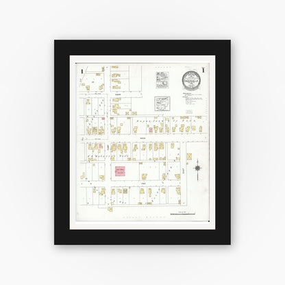 Old map wall art mockup — black gallery frame with white mat — Sanborn Fire Insurance Map from Cridersville, Auglaize County, Ohio (1923) - Complete Map Set