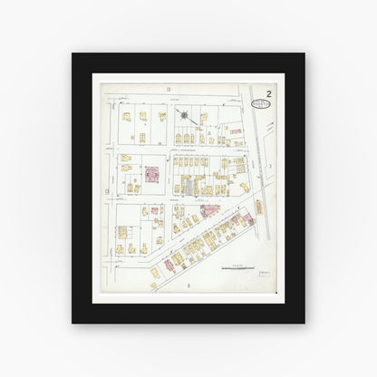 Old map wall art mockup — black gallery frame with white mat — Sanborn Fire Insurance Map from Riverton, Burlington County, New Jersey (1919) - Complete Map Set