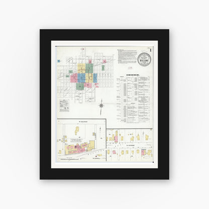 Old map wall art mockup — black gallery frame with white mat — Sanborn Fire Insurance Map from Macomb, Mcdonough County, Illinois (1910) - Complete Map Set
