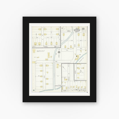 Old map wall art mockup — black gallery frame with white mat — Sanborn Fire Insurance Map from Old Forge, Lackawanna County, Pennsylvania (1914), Sheet #0022