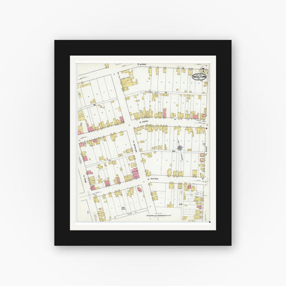 Old map wall art mockup — black gallery frame with white mat — Sanborn Fire Insurance Map from Middletown, Dauphin County, Pennsylvania (1920), Sheet #0007