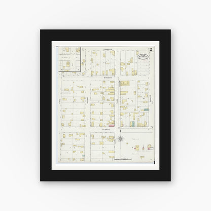 Old map wall art mockup — black gallery frame with white mat — Sanborn Fire Insurance Map from Barron, Barron County, Wisconsin (1894), Sheet #0002