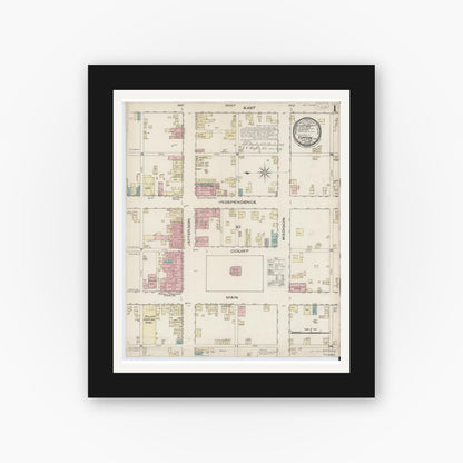 Old map wall art mockup — black gallery frame with white mat — Sanborn Fire Insurance Map from Tipton, Tipton County, Indiana (1885) - Complete Map Set