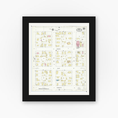 Old map wall art mockup — black gallery frame with white mat — Sanborn Fire Insurance Map from La Salle, La Salle County, Illinois (1911), Sheet #0013