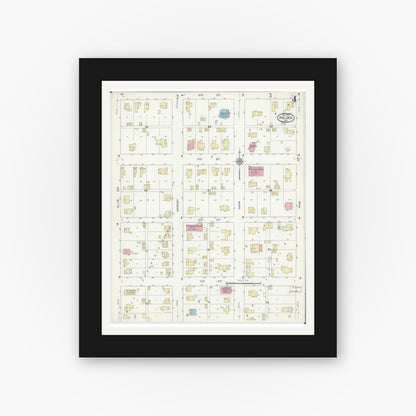 Old map wall art mockup — black gallery frame with white mat — Sanborn Fire Insurance Map from Holden, Johnson County, Missouri (1914), Sheet #0004