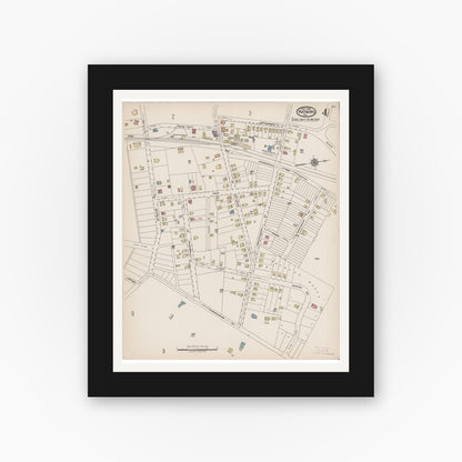 Old map wall art mockup — black gallery frame with white mat — Sanborn Fire Insurance Map from Hatboro, Montgomery County, Pennsylvania (1922), Sheet #0004