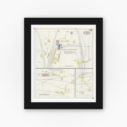 Old map wall art mockup — black gallery frame with white mat — Sanborn Fire Insurance Map from Ishpeming, Marquette County, Michigan (1897), Sheet #0016