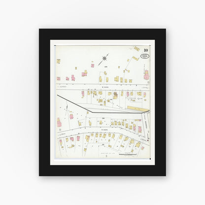 Old map wall art mockup — black gallery frame with white mat — Sanborn Fire Insurance Map from Ionia, Ionia County, Michigan (1920), Sheet #0010