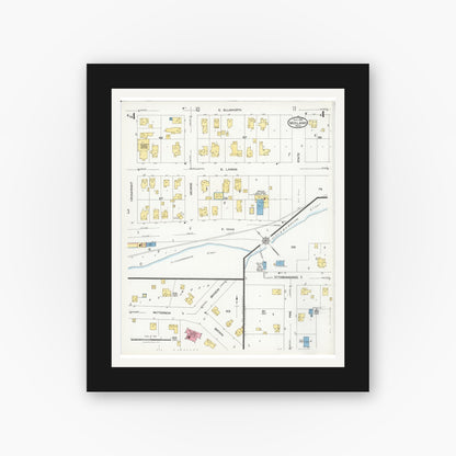 Old map wall art mockup — black gallery frame with white mat — Sanborn Fire Insurance Map from Midland, Midland County, Michigan (1926), Sheet #0004