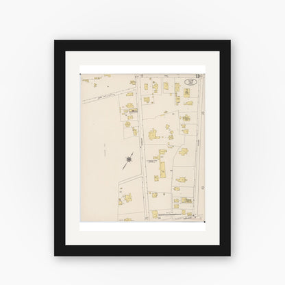 Old map wall art mockup — black gallery frame with white mat — Sanborn Fire Insurance Map from Hilo, Hawaii County, Hawaii (1921), Sheet #0011