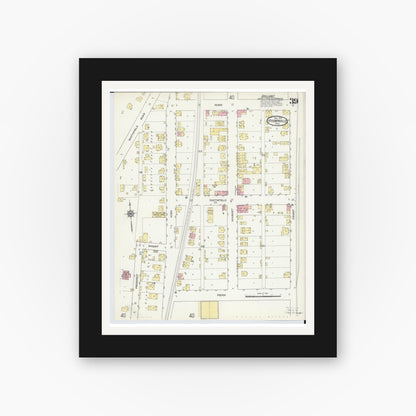 Old map wall art mockup — black gallery frame with white mat — Sanborn Fire Insurance Map from Steubenville, Jefferson County, Ohio (1913), Sheet #0039
