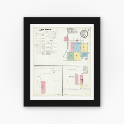 Old map wall art mockup — black gallery frame with white mat — Sanborn Fire Insurance Map from Kingston, Luzerne County, Pennsylvania (1896) - Complete Map Set