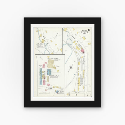 Old map wall art mockup — black gallery frame with white mat — Sanborn Fire Insurance Map from Shippensburg, Cumberland And Franklin Counties, Pennsylvania (1910), Sheet #0015