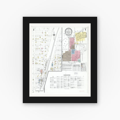 Old map wall art mockup — black gallery frame with white mat — Sanborn Fire Insurance Map from Owensville, Gasconade County, Missouri (1949) - Complete Map Set