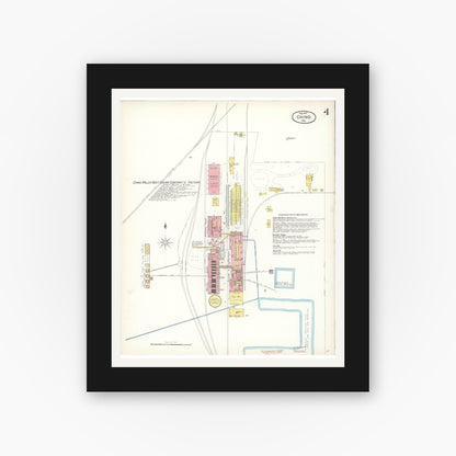 Old map wall art mockup — black gallery frame with white mat — Sanborn Fire Insurance Map from Chino, San Bernardino County, California (1897), Sheet #0004